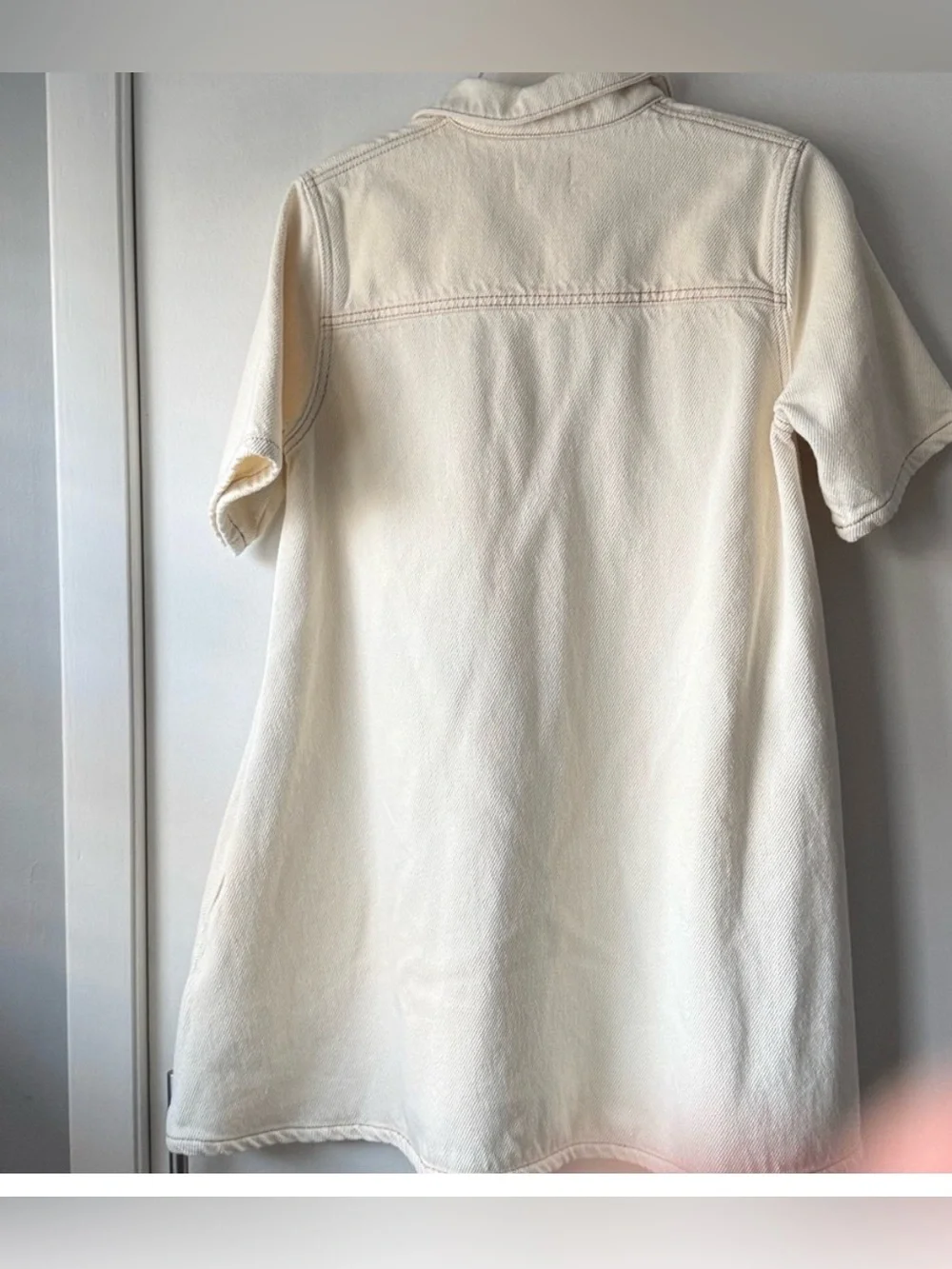 Ganni Heavy Weight Denim Shift Dress Cream Size 38 B01